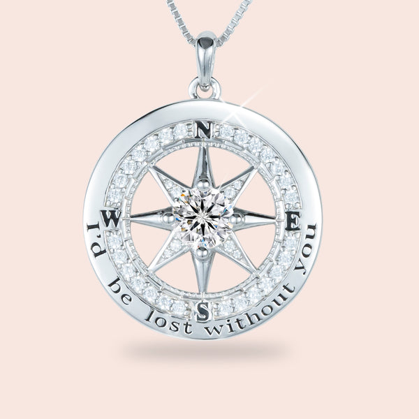 Moissanite Gratitude Compass Necklace