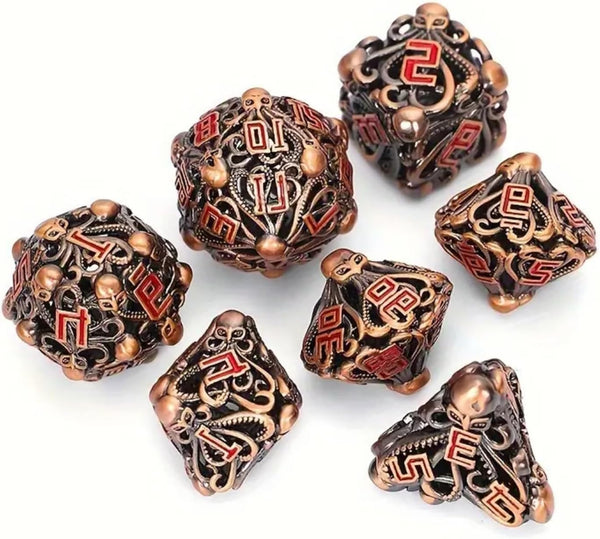 Metal DND Dice Set of 7 --Kraken