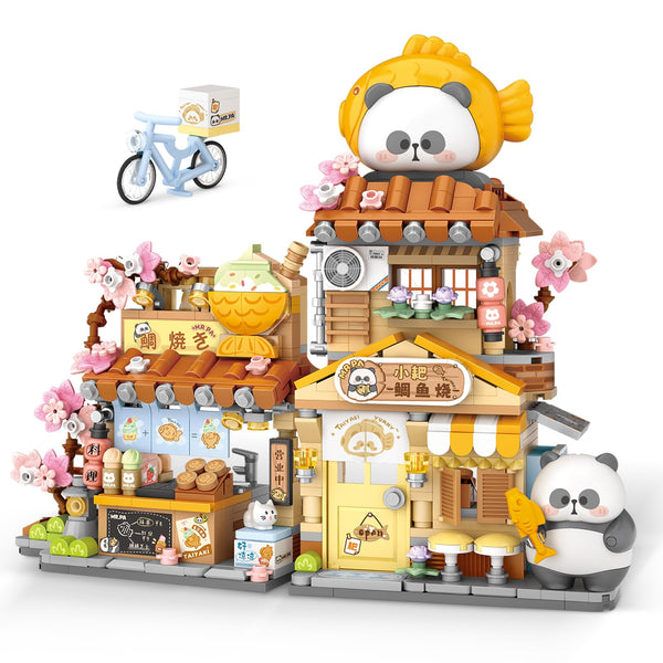 Mini Blocks Building Sets for Kids Adults Panda Taiyaki Shop (858 PCS)